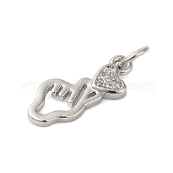 Rack Plating Brass & Clear Cubic Zirconia Pendants&nbsp;KK-S372-11P