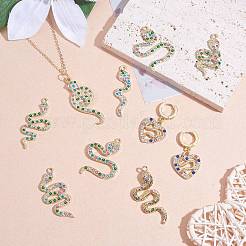 16 Pieces Alloy Snake Charms Pendant Cubic Zirconia Snake Charm Animal Pendant Mixed Color for Jewelry Necklace Earring Making Crafts&nbsp;JX732A
