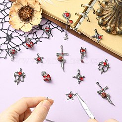 16Pcs 8 Styles Alloy & Resin Rhinestone Pendants&nbsp;FIND-CJ0005-96