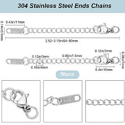50Pcs 304 Stainless Steel Chain Extender&nbsp;STAS-BBC0005-49