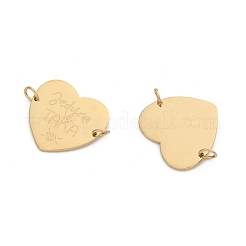 304 Stainless Steel Heart Connector Charms&nbsp;STAS-P396-03A-G