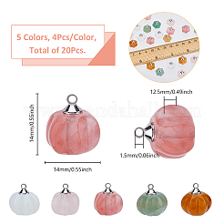 20Pcs 5 Styles Natural & Synthetic Mixed Gemstone Pumpkin Charms with Platinum Plated Brass Loops&nbsp;PALLOY-FH00025