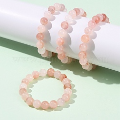 10MM Natural Xinjiang Golden Silk Jade Round Beaded Stretch Bracelets for Women&nbsp;BJEW-G756-01B