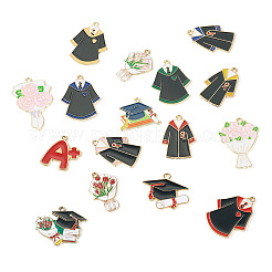 16Pcs 16 Styles Graduation Season Theme Alloy Enamel Pendants&nbsp;ENAM-TA0002-70