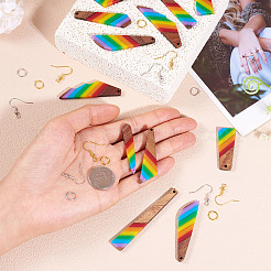 Resin & Walnut Pendants DIY Dangle Earrings Making Kits&nbsp;DIY-TA0011-03B