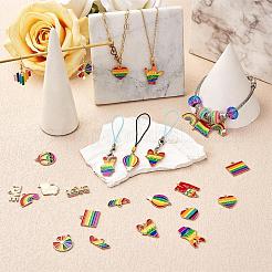 42Pcs Rainbow Flag Charm Pendant Enamel Flag Heart Love Balloon Charm Alloy Enamel Pendant for Jewelry Necklace Earring Making Crafts&nbsp;JX596A