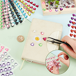 12 Sheets 12 Colors Heart Adhesive Acrylic Rhinestone Stickers&nbsp;STIC-GA0001-05