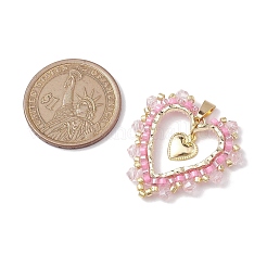 Seed Glass & Alloy Heart Pendant&nbsp;PALLOY-MZ00234