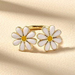 Brass Enamel Cuff Rings for Women&nbsp;RJEW-Q008-14G-02