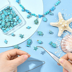 64Pcs 8 Styles 2 Colors Synthetic Turquoise Pendants&nbsp;PALLOY-SW00130