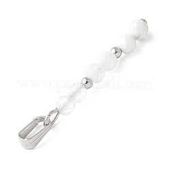 Faceted Round Natural Quartz Crystal & Howlite & Rainbow Moonstone Beaded Pendants&nbsp;PALLOY-JF03529-05