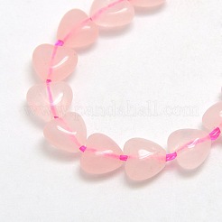 Natural Gemstone Rose Quartz Heart Bead Strands&nbsp;G-O021-A-14