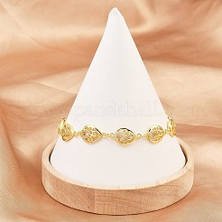 Teardrop Brass Micro Pave Clear Cubic Zirconia Link Chain Bracelets for Women&nbsp;BJEW-A090-02G