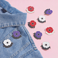 24Pcs 4 Colors Lest We Forget Poppy Enamel Broochs&nbsp;JEWB-GA0001-50