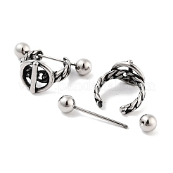 316 Surgical Stainless Steel Shield Barbell Hoop Earrings&nbsp;EJEW-Z050-54AS
