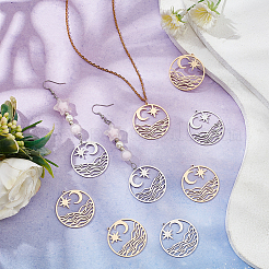 12Pcs 2 Colors 201 Stainless Steel Pendants&nbsp;STAS-DC0012-17