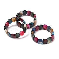 Oval Natural Banded Agate(Dyed & Heated) Beaded Stretch Bracelets for Women Men&nbsp;GG-CBA9ACE-A13