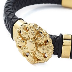 Men's Braided Black PU Leather Cord Bracelets&nbsp;BJEW-K243-45G