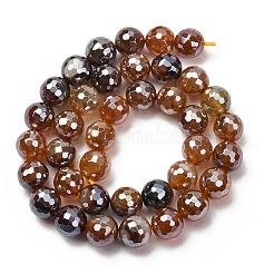 Electroplated Natural Agate Beads Strands&nbsp;G-B191-A07-10mm-13