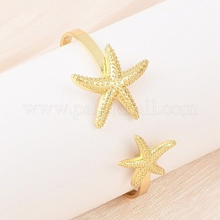 Marine Organism Brass Cuff Bangles for Women&nbsp;BJEW-D368-03D-G