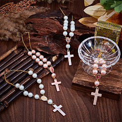 4Pcs 2 Styles Glass & Alloy Enamel Cross Pendant Decorations&nbsp;HJEW-DR00244