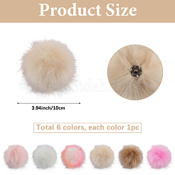 6Pcs 6 Colors Faux Fox Fur Soft Pompom Ball&nbsp;DIY-SP0004-23A
