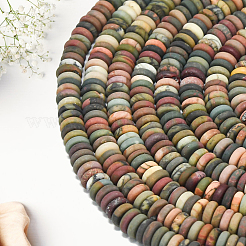 1 Strand Frosted Natural Picasso Jasper/Polychrome Jasper Beads Strands&nbsp;G-PA0001-62