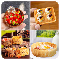 24Pcs 6 Styles Rattan Basket Opaque Resin Display Decorations&nbsp;DJEW-TA0001-45