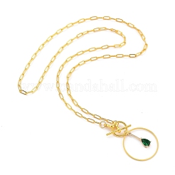 Teardrop Transparent Glass Pendant Necklaces&nbsp;NJEW-JN03038-01