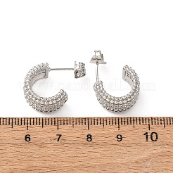 Brass Micro Pave Clear Cubic Zirconia C-Shaped Stud Earrings&nbsp;EJEW-B153-16P