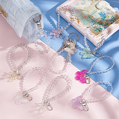 8Pcs 8 Style Acrylic Hanging Beaded Keychain Wrist Bracelet Pendant Decoration&nbsp;HJEW-OC0001-30