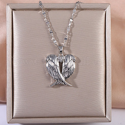 Heart Wing Brass Clear Cubic Zirconia Pendant Necklaces for Women&nbsp;FS-WGF93AE-01