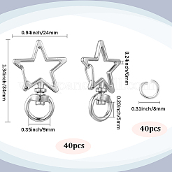 40Pcs Star Shape Zinc Alloy Swivel Lobster Clasps&nbsp;FIND-SP0001-22KCG