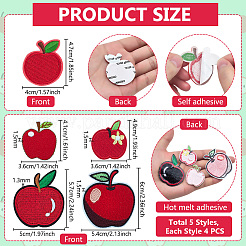20Pcs 5 Styles Apple Polyester Embroider Thread Iron on/Sew On Patches&nbsp;PATC-PH0001-58