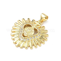 Brass Micro Pave Clear Cubic Zirconia Pendants&nbsp;KK-P350-18G-01