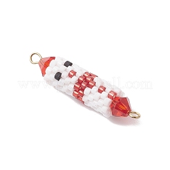 Glass Seed Beaded Christmas Snowman Links Connector Charms&nbsp;PALLOY-MZ00917-03