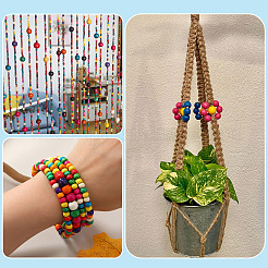 300Pcs 3 Styles Round Natural Wood Beads&nbsp;WOOD-TA0003-04