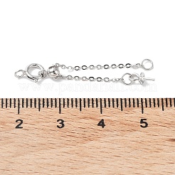 Rhodium Plated 925 Sterling Silver Ends with Chains&nbsp;STER-P050-03P