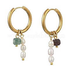 Natural Multicolor Tourmaline Hoop Dangle Earrings&nbsp;EJEW-JE07218