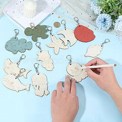 44Pcs 11 Style Wood Pendant Decorations&nbsp;HJEW-PH02316