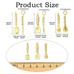 9Pcs 3 Styles Rack Plating Brass Micro Pave Cubic Zirconia Pendants&nbsp;KK-CJ0005-69