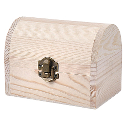 Wood Treasure Chest Storage Boxes with Hinged Lid and Metal Clasps&nbsp;AJEW-GF0014-35A