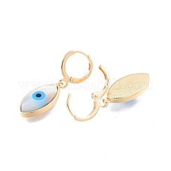Shell & Synthetic Turquoise Horse Eye Dangle Leverback Earrings&nbsp;EJEW-N012-77