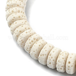 Dyed Natural Lava Rock Disc Beaded Stretch Bracelets&nbsp;BJEW-TA00342-02