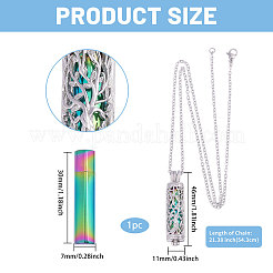 1Pc 304 Stainless Steel Tree of Life Hollow Column Pendant Pet Urn Ashes Necklaces&nbsp;NJEW-CA0001-28RC