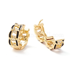 Real 18K Gold Plated Cubic Zirconia Huggie Hoop Earrings&nbsp;EJEW-I260-19G-NR