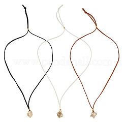 3Pcs Faux Suede Macrame Pouch  Pendant Necklaces&nbsp;NJEW-TAC0052-01