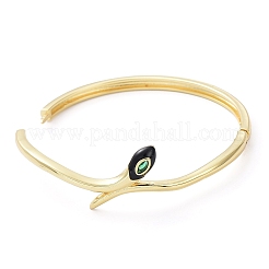 Enamel Snake Hinged Bangle with Cubic Zirconia&nbsp;BJEW-G673-02G