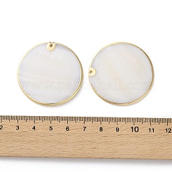 Natural Freshwater Shell Disc Pendants&nbsp;SSHEL-B002-03B-02