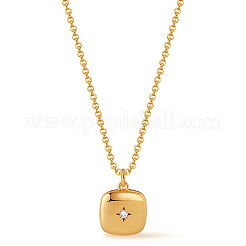 Brass Micro Pave Clear Cubic Zirconia Geometric Pendant Cable Chain Necklaces for Women&nbsp;WG4F4F3-03